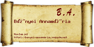 Bényei Annamária névjegykártya